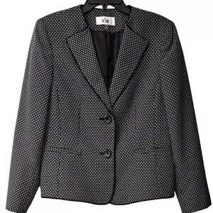 Le Suit Black And White With Black Piping Blazer 10 EUC